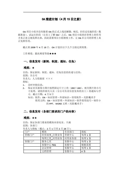 OA推进计划