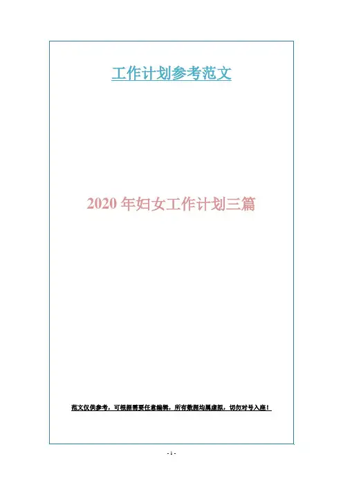 2020年妇女工作计划三篇