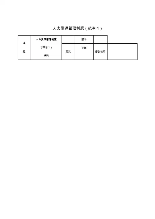 人力资源管理制度全套范本