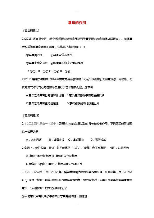 高中政治 5.2 意识的作用练习 新人教版必修4