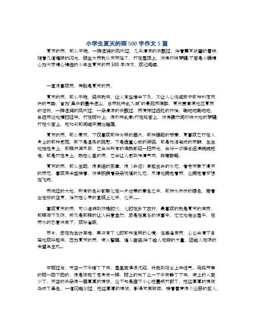 小学生夏天的雨500字作文5篇