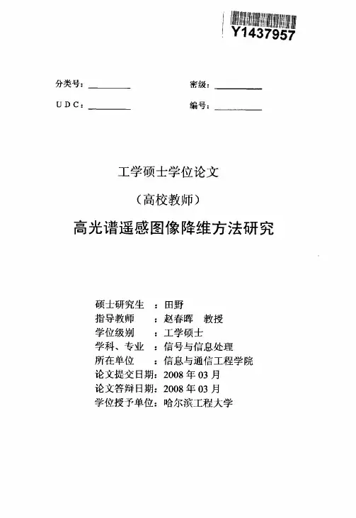 高光谱遥感图像降维方法研究
