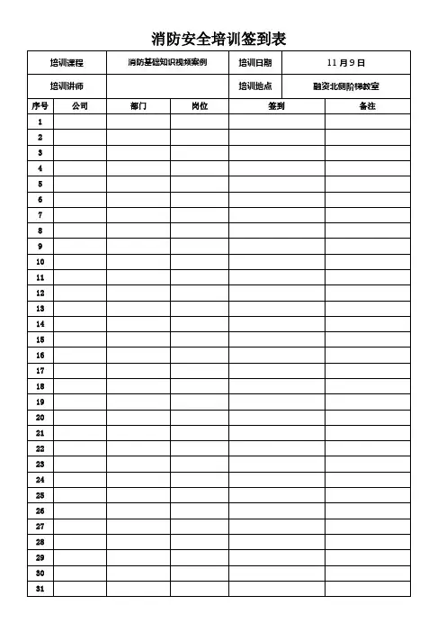 公司培训签到表