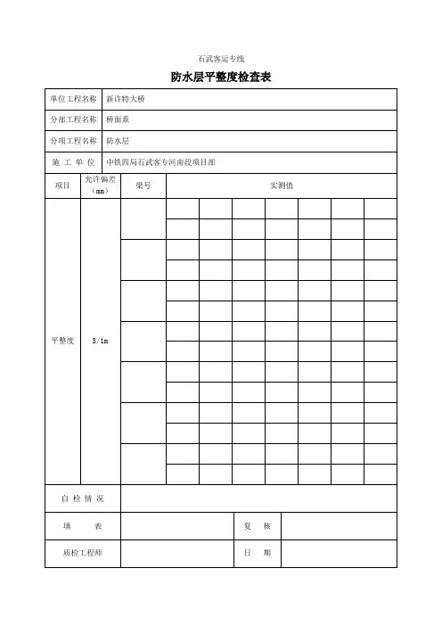 防水层平整度检查表