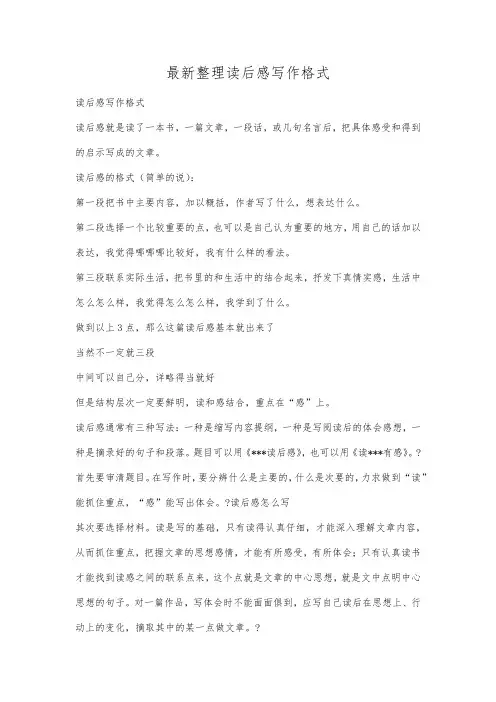 最新整理读后感写作格式.docx
