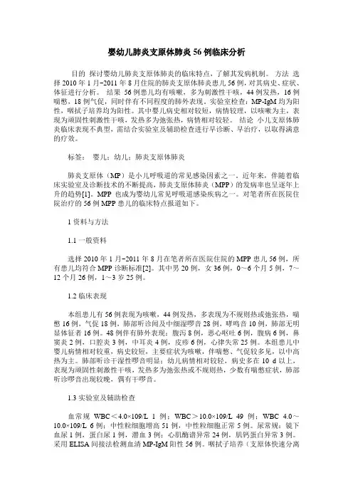 婴幼儿肺炎支原体肺炎56例临床分析