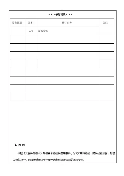 电感类来料检验规范