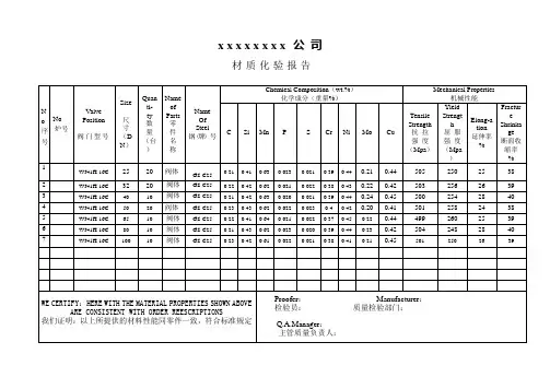 阀门材质报告单