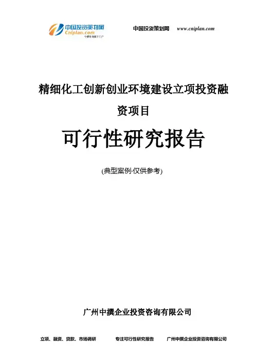 精细化工创新创业环境建设融资投资立项项目可行性研究报告(中撰咨询)