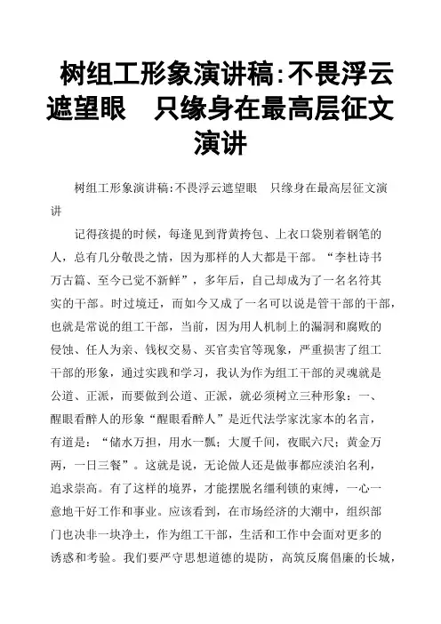 树组工形象演讲稿-不畏浮云遮望眼  只缘身在最高层征文演讲