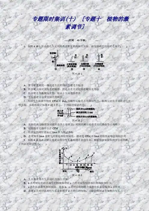 【高考复习方案】高考生物二轮复习试题：专题十 植物的激素调节