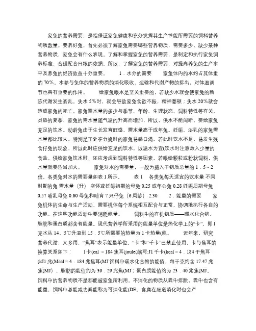 家兔的营养需要(精)