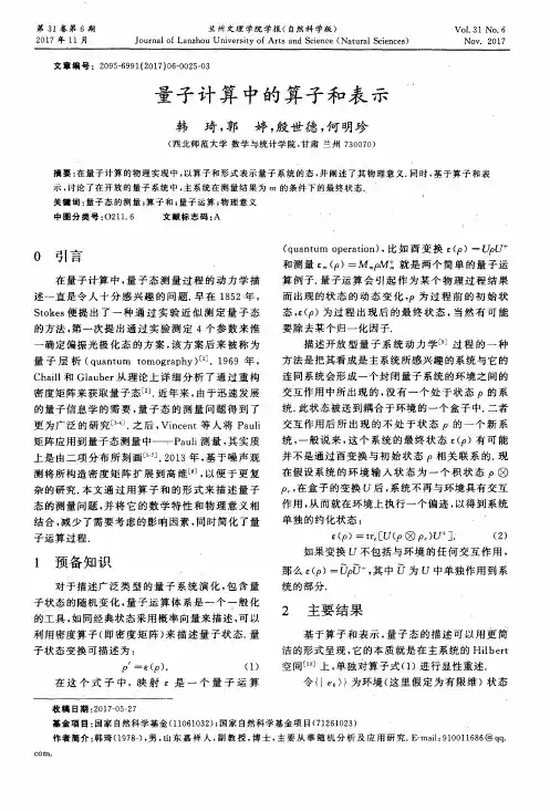 量子计算中的算子和表示