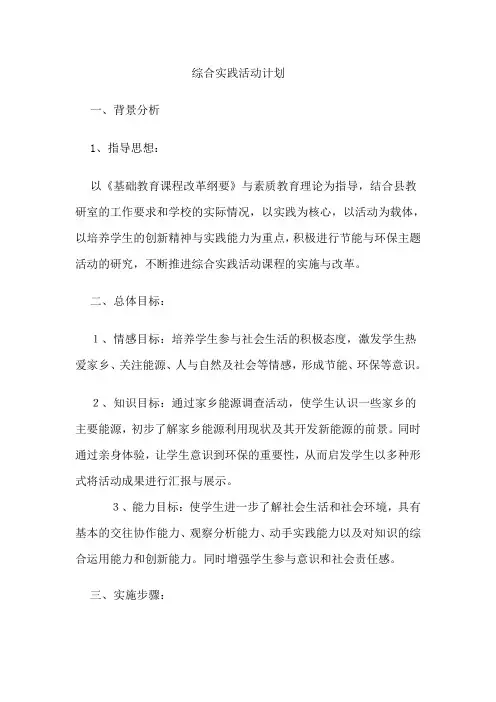 综合实践活动计划