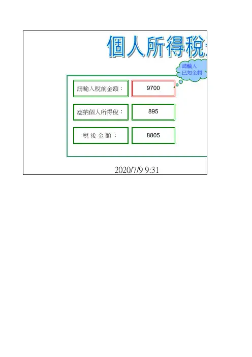个税速算表
