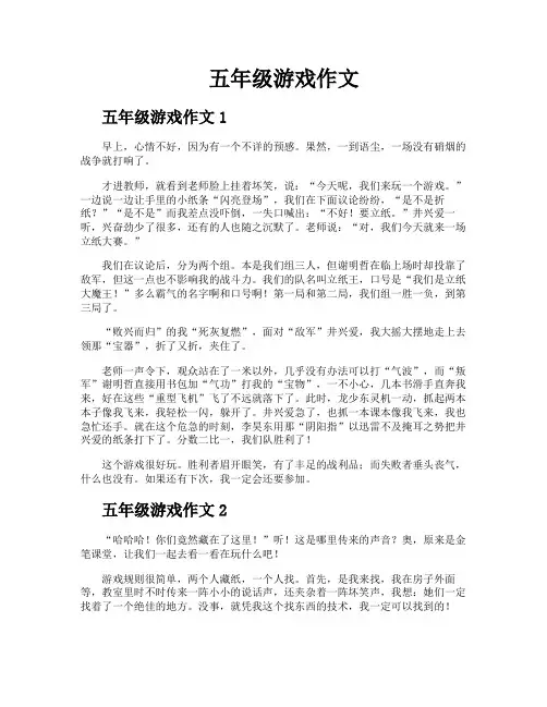 五年级游戏作文
