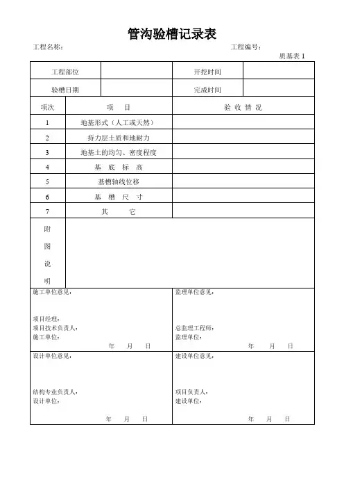 管沟验槽记录表格