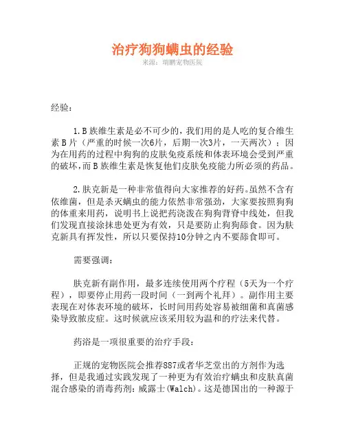 治疗狗狗螨虫的经验