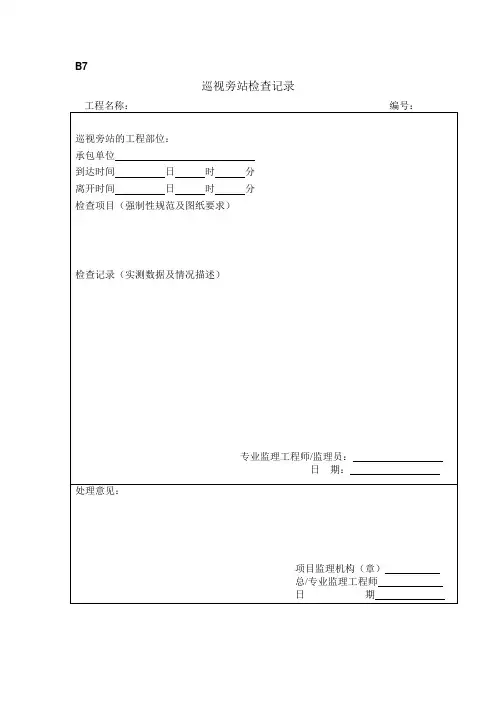 沪B1巡视旁站检查记录