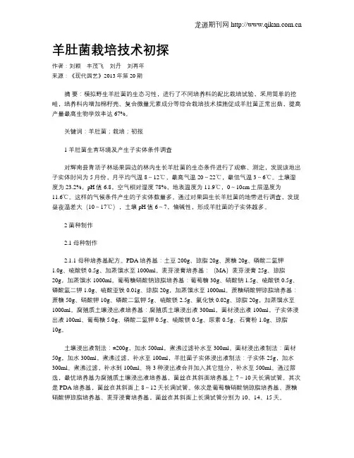 羊肚菌栽培技术初探