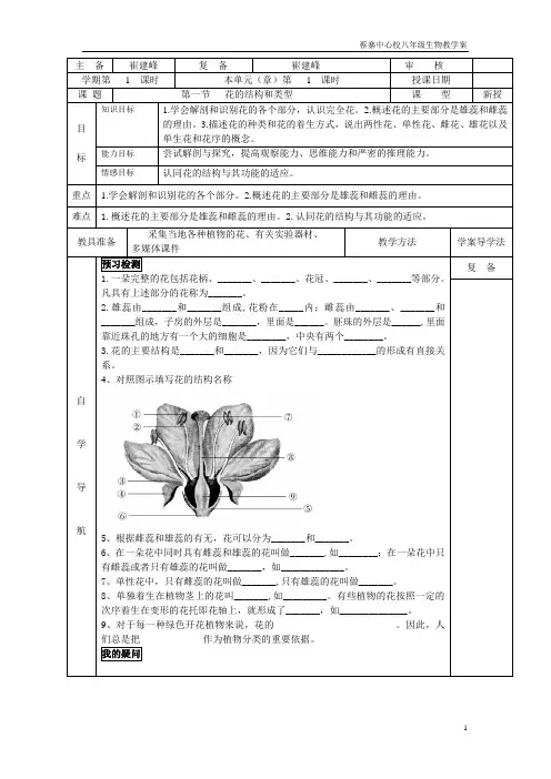 第一节   花的结构和类型