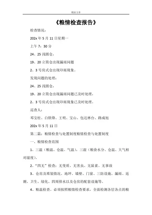 《粮情检查报告》