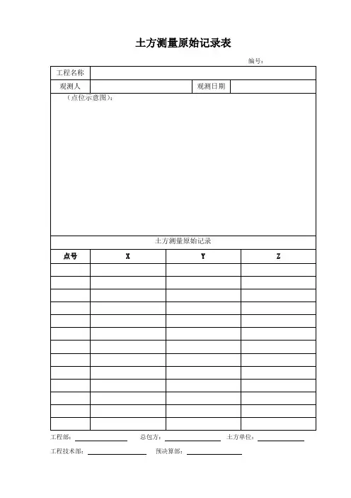 土方测量原始记录表