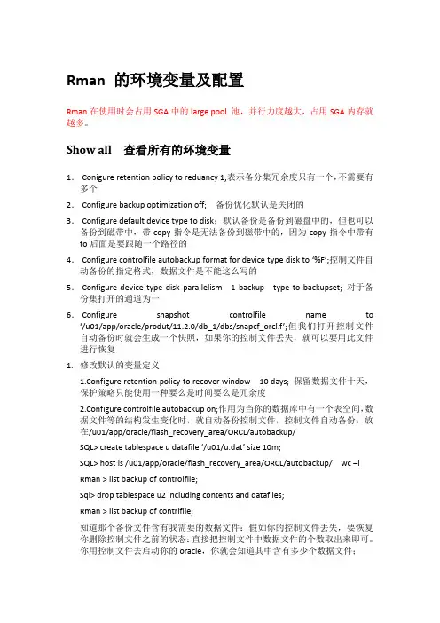 rman的环境变量与配置