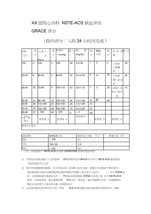 GRACE评分表-实用