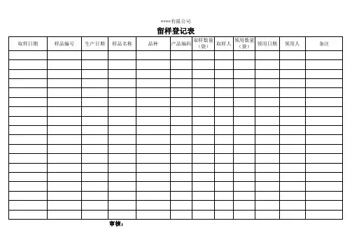 留样登记表