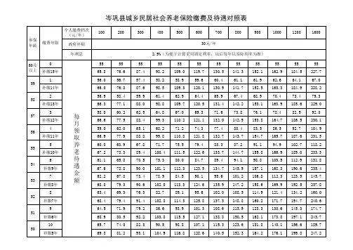 城乡居民社会养老保险待遇计算表