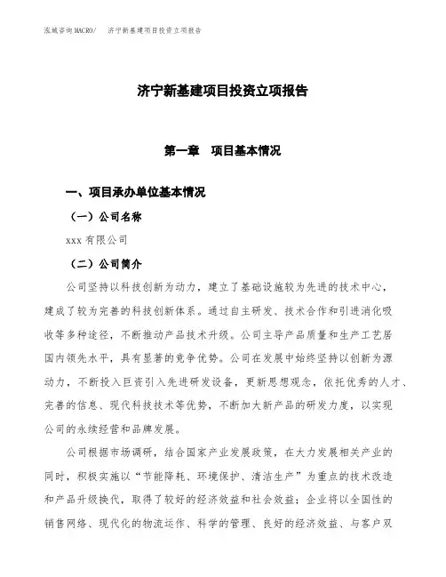 济宁新基建项目投资立项报告