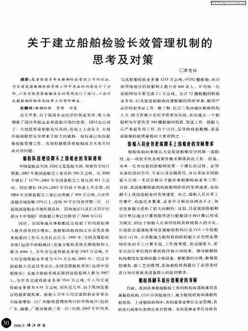关于建立船舶检验长效管理机制的思考及对策