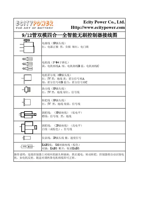 912管双模四合一全智能无刷控制器接线图