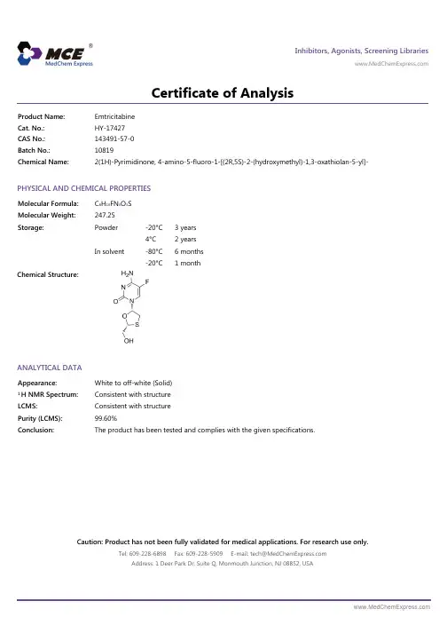 Emtricitabine_COA_10819_MedChemExpress