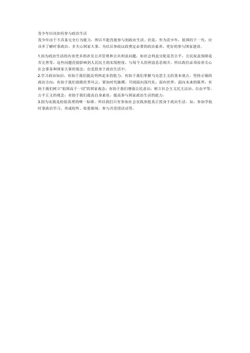 青少年应该如何参与政治生活
