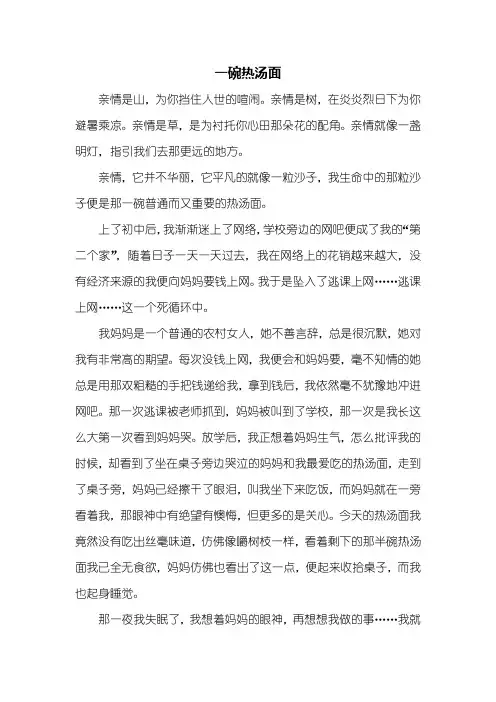 初三作文：一碗热汤面作文
