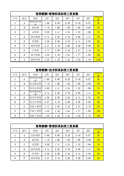 宽带薪酬-岗位标准系数