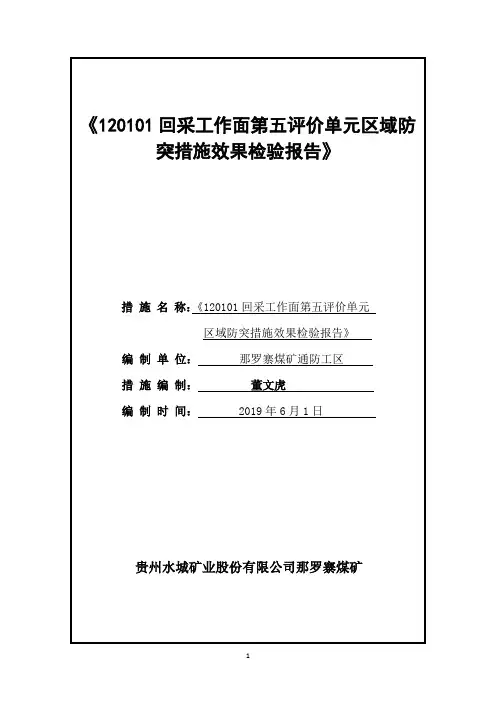 回采工作面第五评价单元区域防突措施效果检验报告