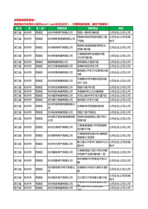 2020新版浙江省杭州市西湖区电器有限公司工商企业公司商家名录名单黄页联系方式大全121家