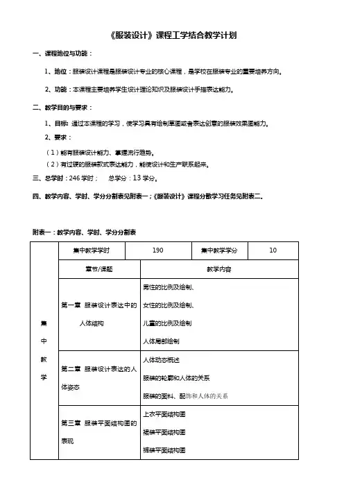 服装设计教学计划