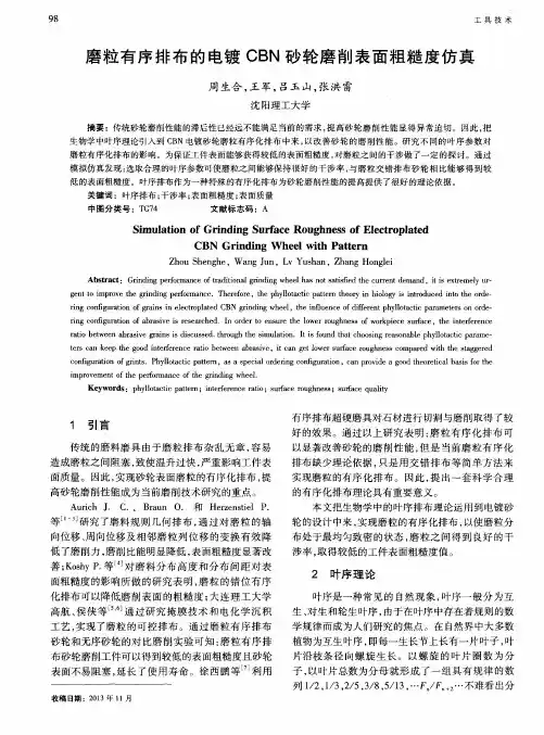 磨粒有序排布的电镀CBN砂轮磨削表面粗糙度仿真