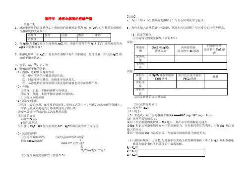 第四节难溶电解质的溶解平衡知识点