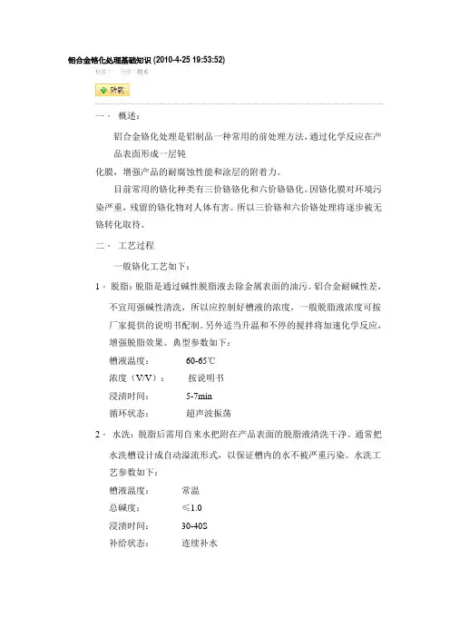铝合金铬化