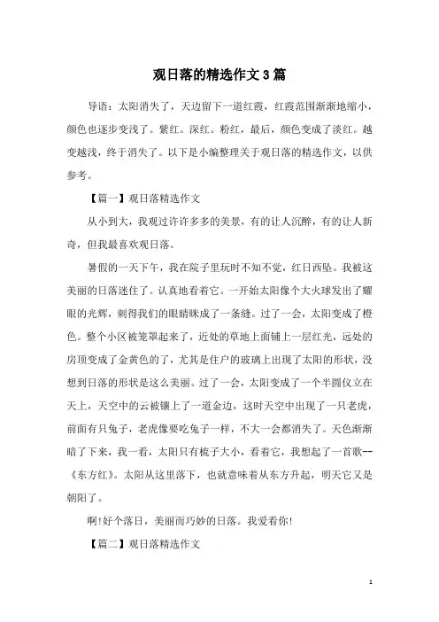 观日落的精选作文3篇