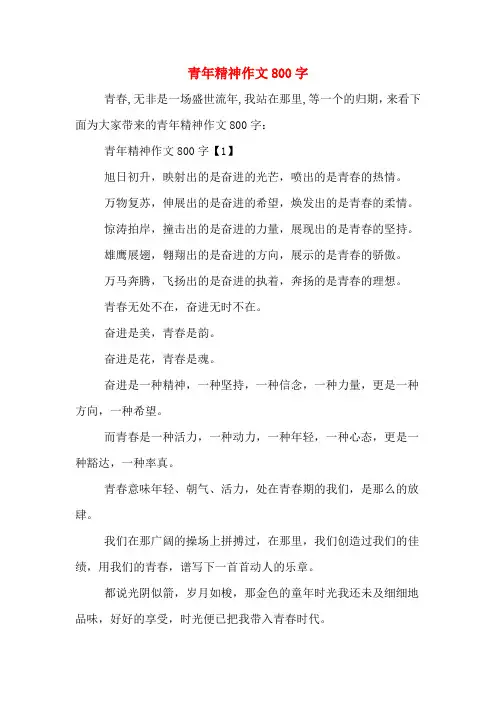 青年精神作文800字