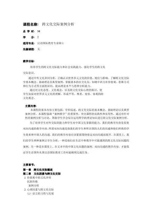 跨文化交际案例分析 3
