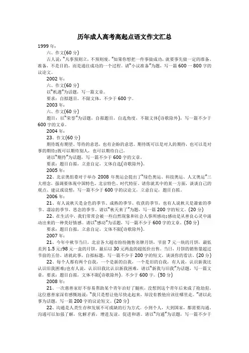 历年成人高考高起点语文作文汇总