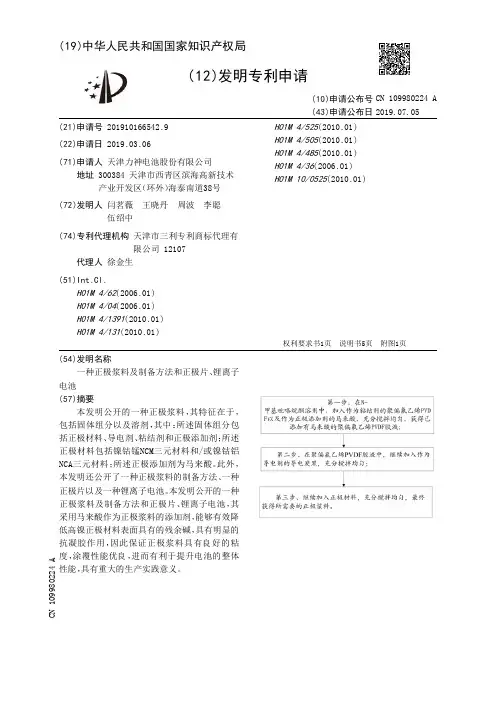 【CN109980224A】一种正极浆料及制备方法和正极片、锂离子电池【专利】