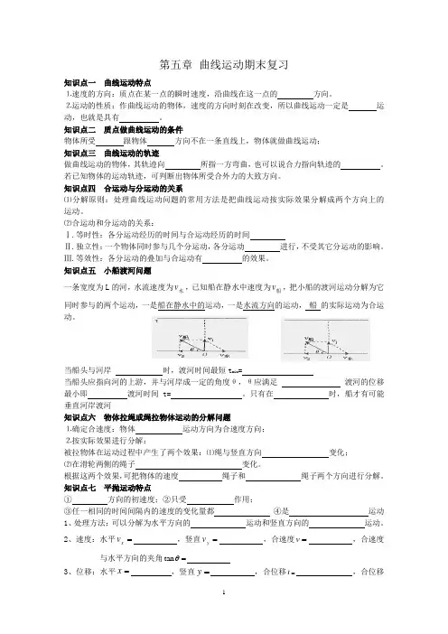 曲线运动知识点复习